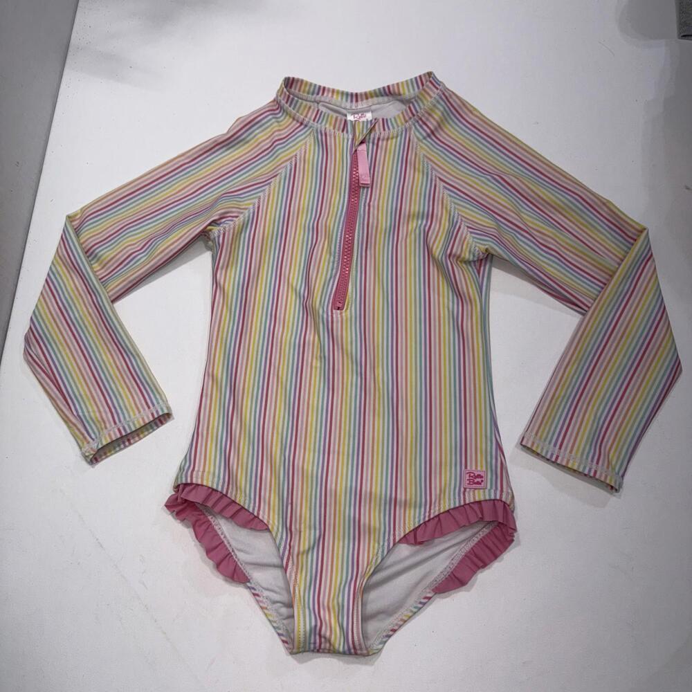 Ruffle‎ Butts Pink Striped Preppy Designer 1 Piece Bathing Suit SwimSuit Size 8 - Picture 3 of 14